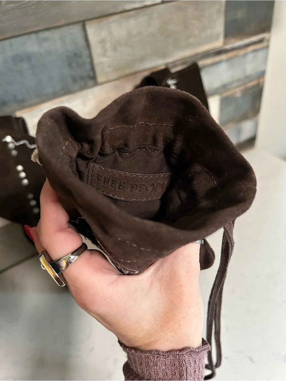 Free People Eden Embroidered Suede Tote + Eden Mini Pouch in Espresso